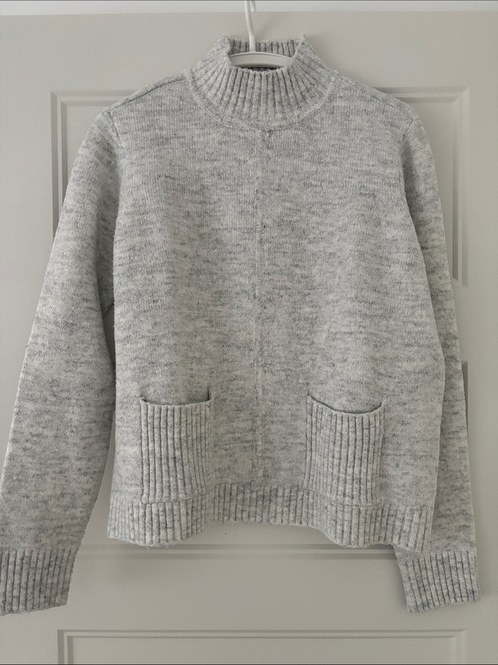 Marled Light Gray Women's Turtleneck Knit Sweater